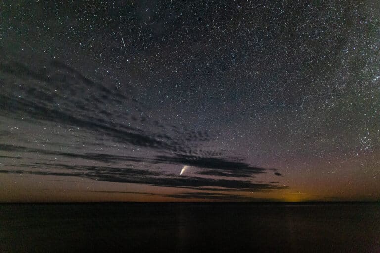 Comet Neowise over Lake Superior near Porcupine Mountains State Park