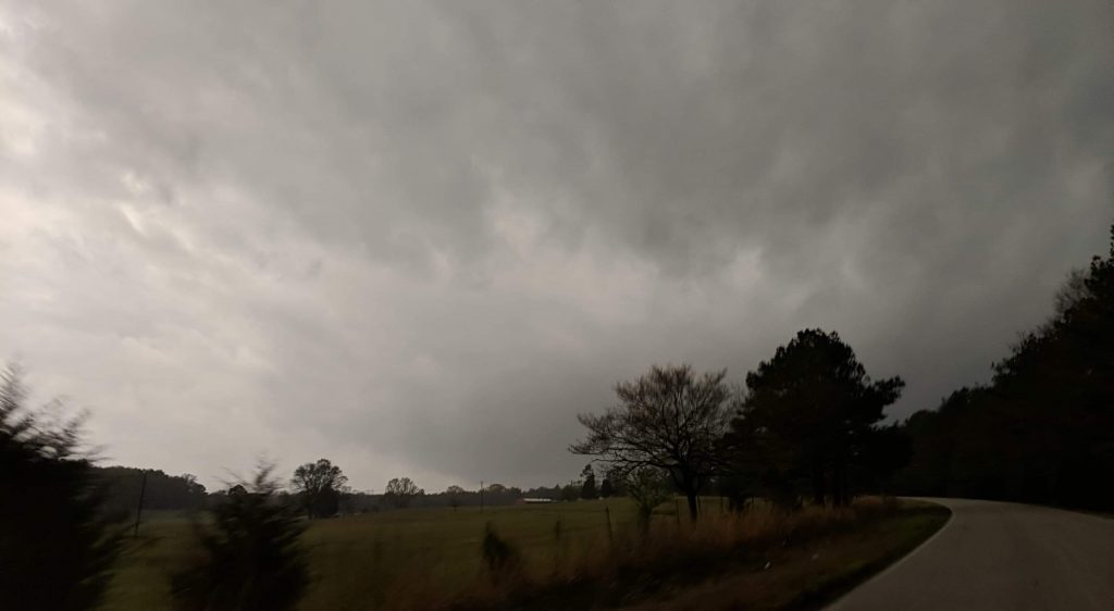 A supercell with a long-tracked strong tornado near Ashby, Alabama on March 25, 2021