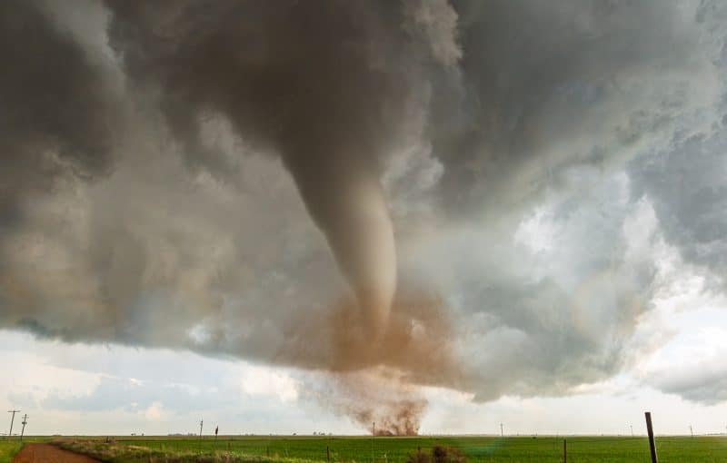 Beautiful tornado tears across a Texas landscape near Vernon, TX on April 23, 2021