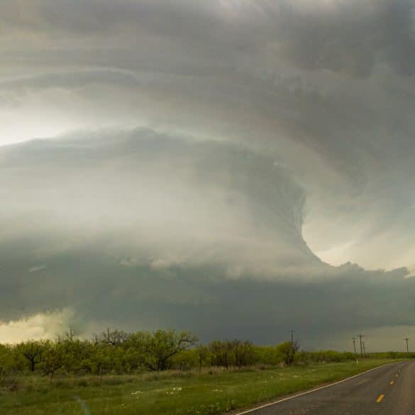 Sculpted supercell updraft near the town of Electra in Western North Texas