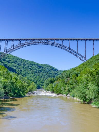 Famous bridge over the New River in Fayetteville, West Virginia