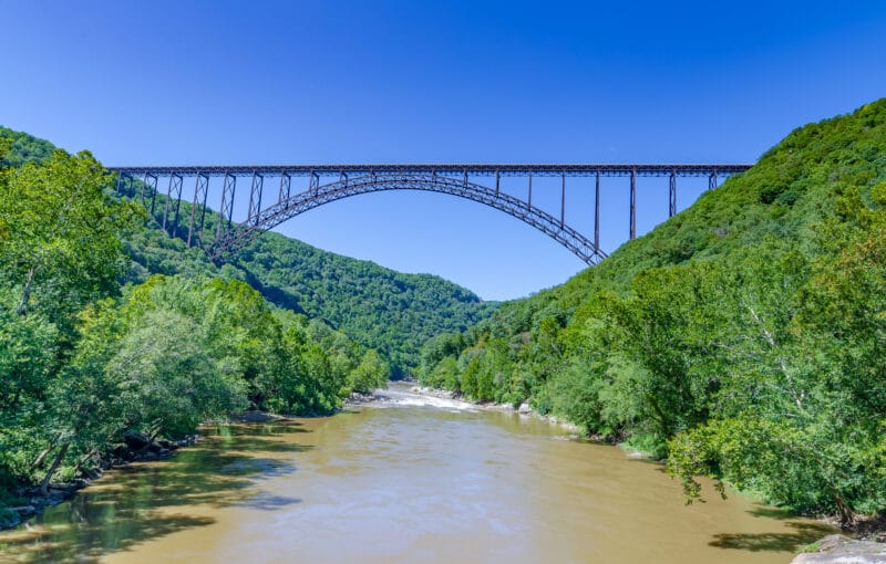 Famous bridge over the New River in Fayetteville, West Virginia