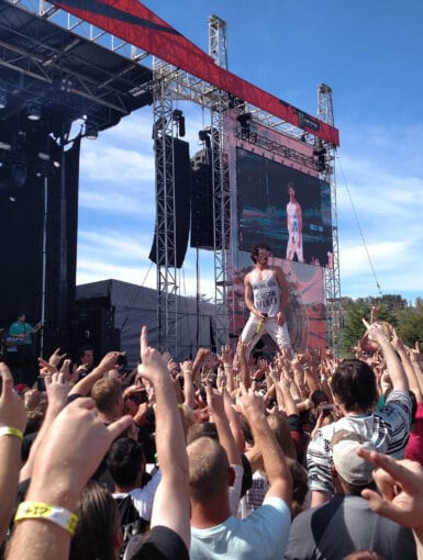 Jesse Hasek from 10 years performing while crowd surfing at Louder than Life 2015 Louisville, Kentucky