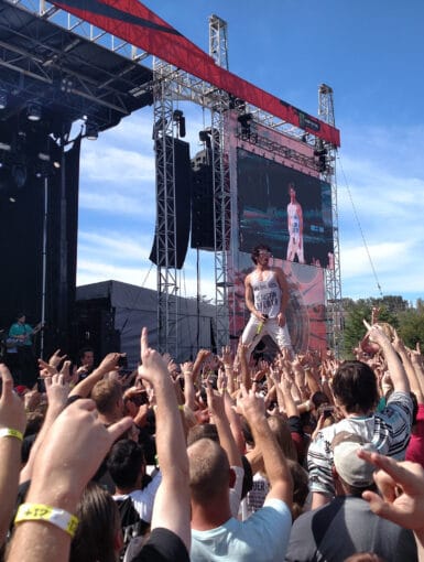 Jesse Hasek from 10 years performing while crowd surfing at Louder than Life 2015 Louisville, Kentucky