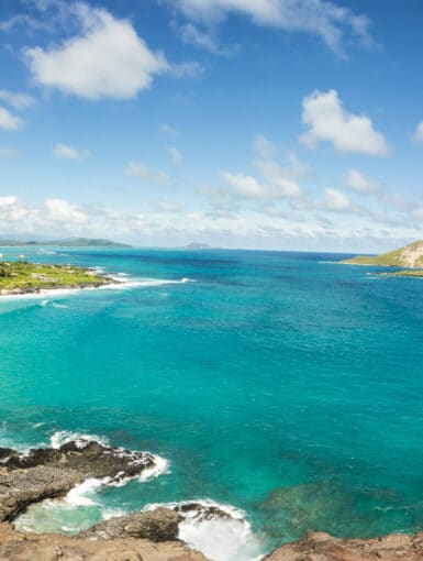 Beautiful tropical scene from the Makapuu Lookout on the island of Oahu in Hawaii
