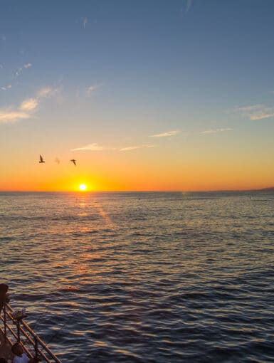 Sunset over the pacific ocean in Santa Monica