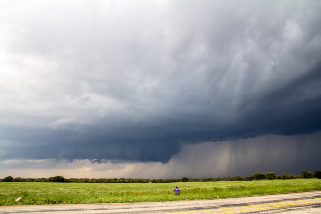First tornado warned storm near Lueders, TX