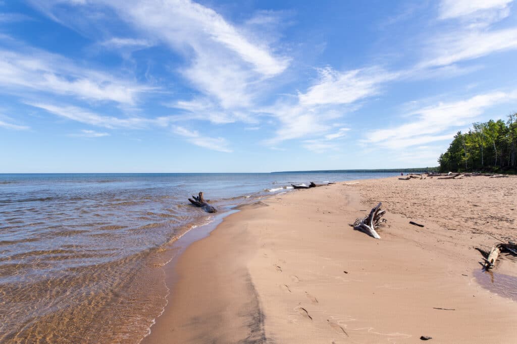Sandy beach of Lake Superior in Michigan's Upper Peninsula