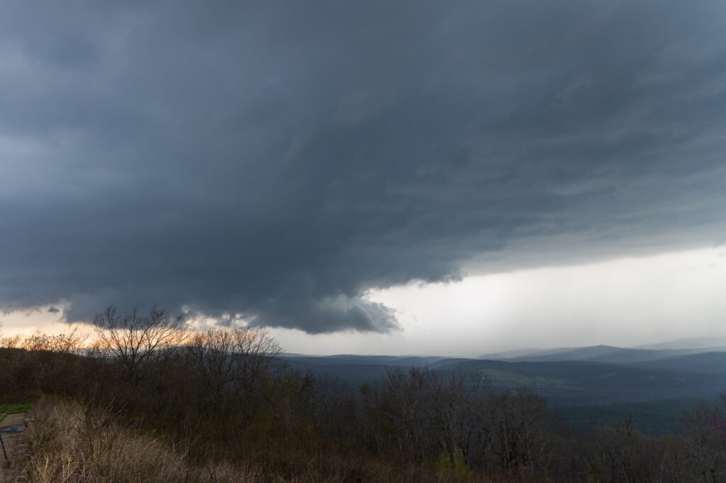 Looking west towards a storm near Talihina, Oklahoma