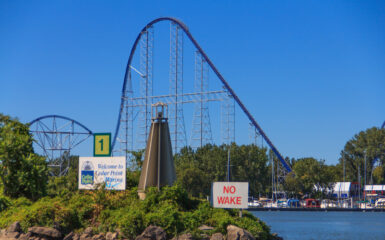Millennium Force from outside the marina