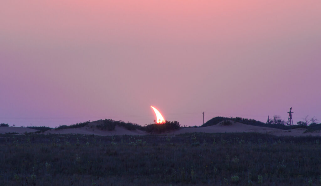 Sunset during an annular eclipse