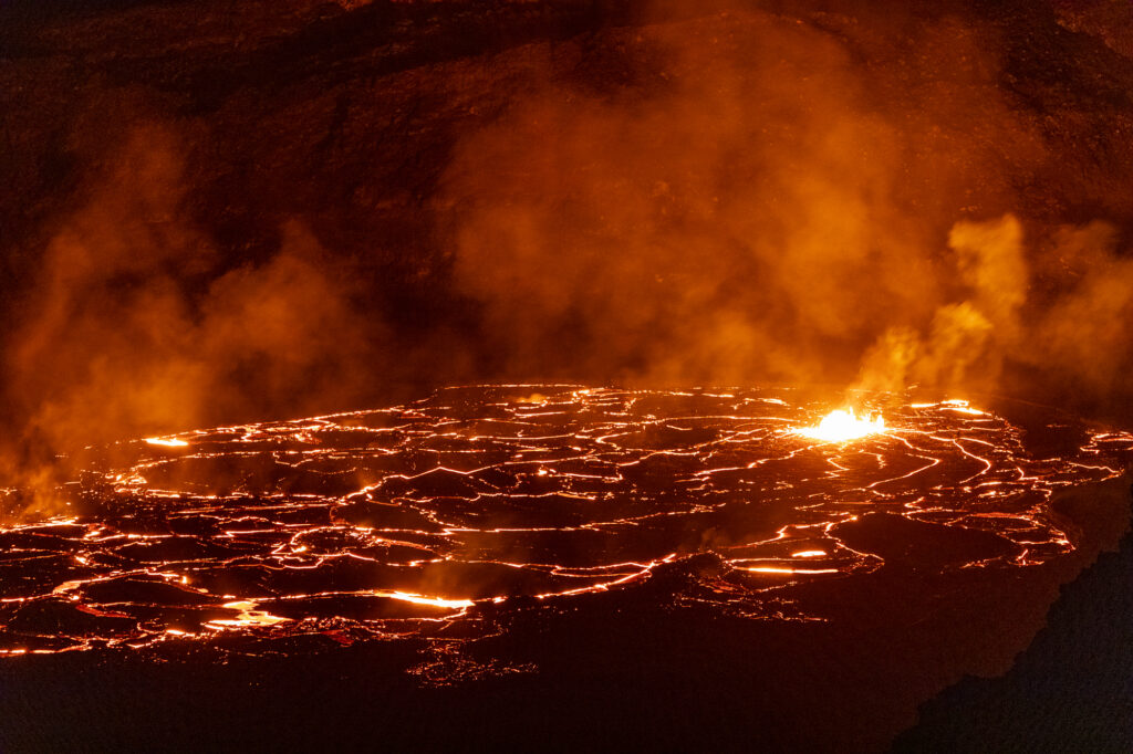 Lava Lake atop Kiluea in Hawaii Volcanes National Park