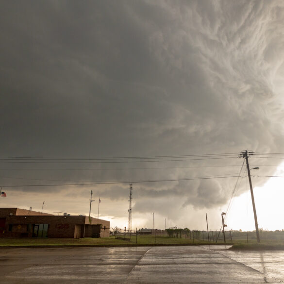Storm crosses I-240 near Anderson Road. OKC Fire station 28 in foreground