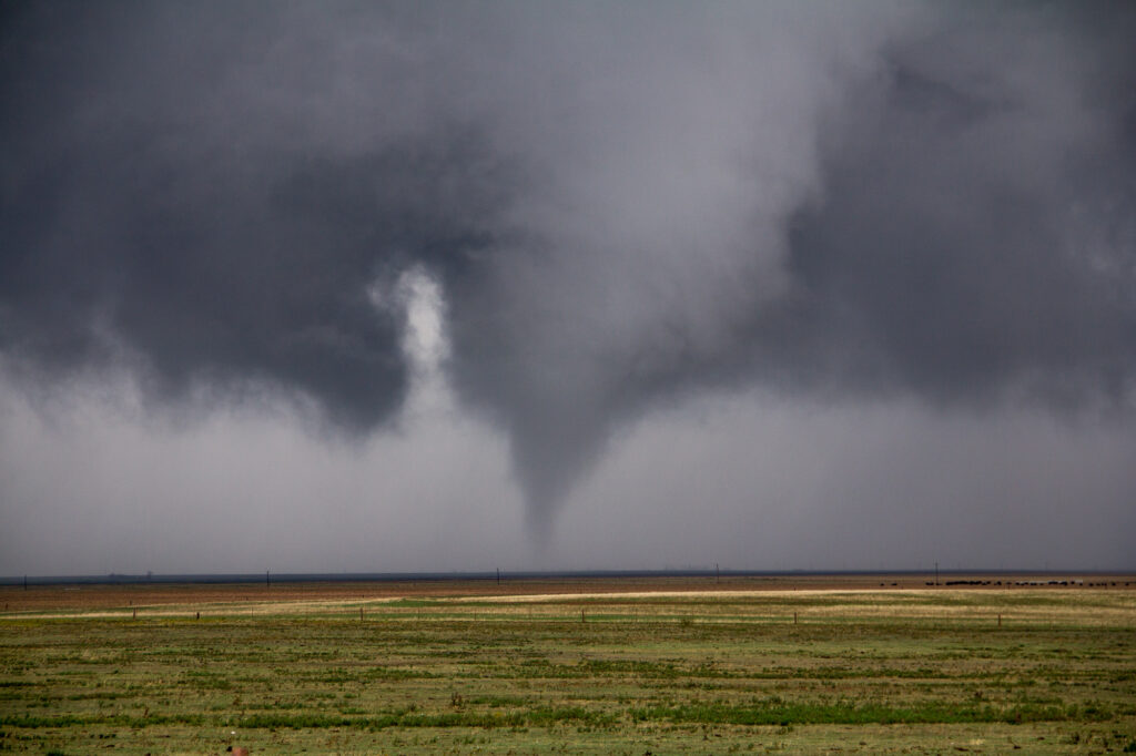 Tornado near Alden on a rare November tornadic supercell in Oklahoma. November 7th, 2011