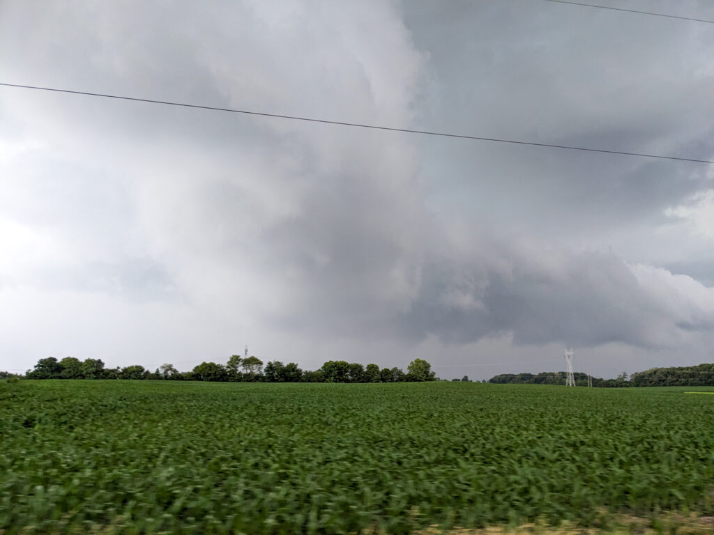 Supercell takes on a shelfy look as it enters Anderson Indiana on June 25, 2023