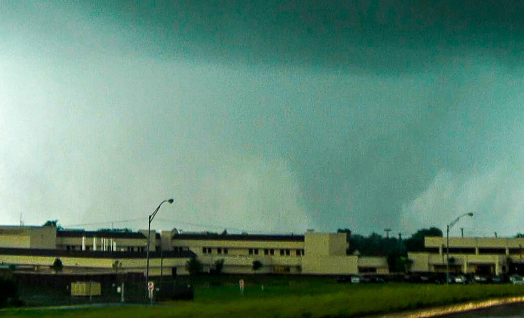 Tornado approaching Moore Medical Center. Video still