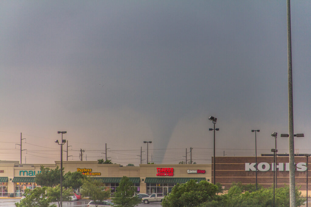 Tornado first formed. Taken from the AT&T store parking lot on the east side of I-35 at 19th street.