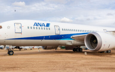 N787EX ANA Boeing 787 Dreamliner with some A-10s flying in the background