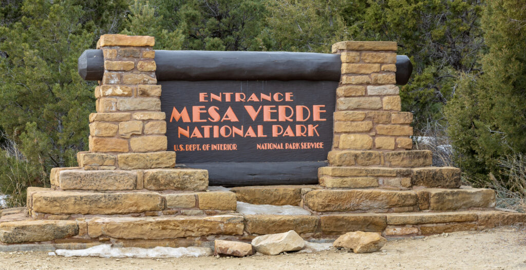 Entrance Sign at Mesa Verde National Park in Cortez, Colorado