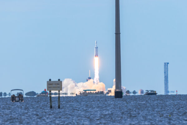 Falcon Heavy liftoff from LC39A at Kennedy Space Center